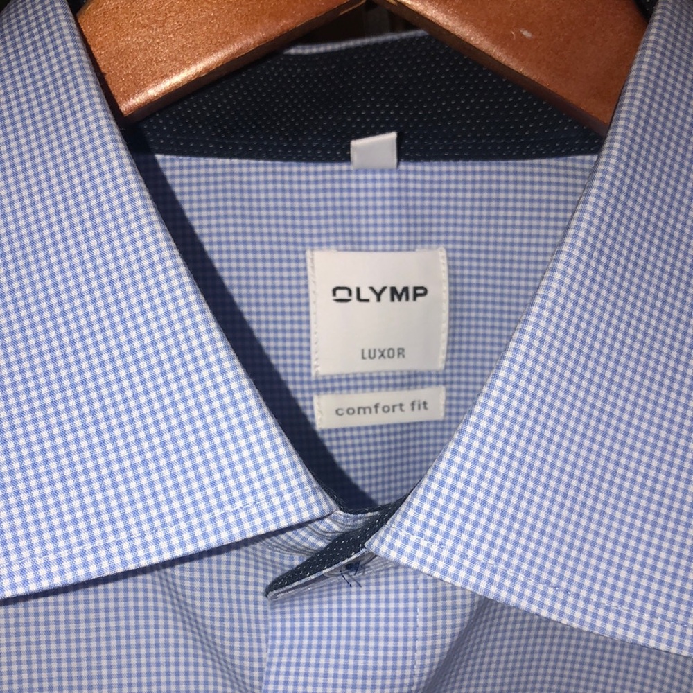 OLYMP Luxor Blue and White Checkered Shirt